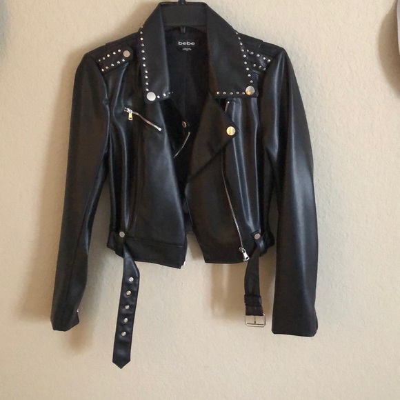 bebe Jackets & Blazers - studded faux leather motorcycle jacket